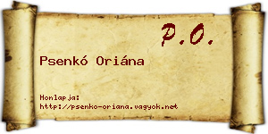 Psenkó Oriána névjegykártya